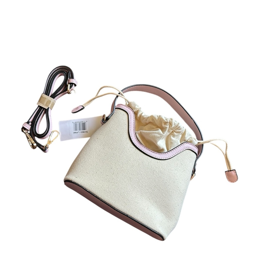 Toami TG10623 Canvas Drawstring Satchel Bag light pink